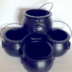 4 Vintage Halloween General Foam Blow Mold Cauldron Candy Pails Buckets